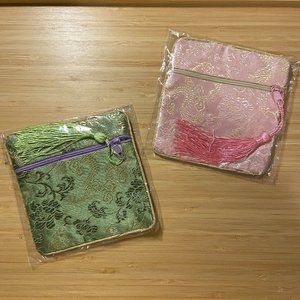 Chinese Pouch Set - pink and green